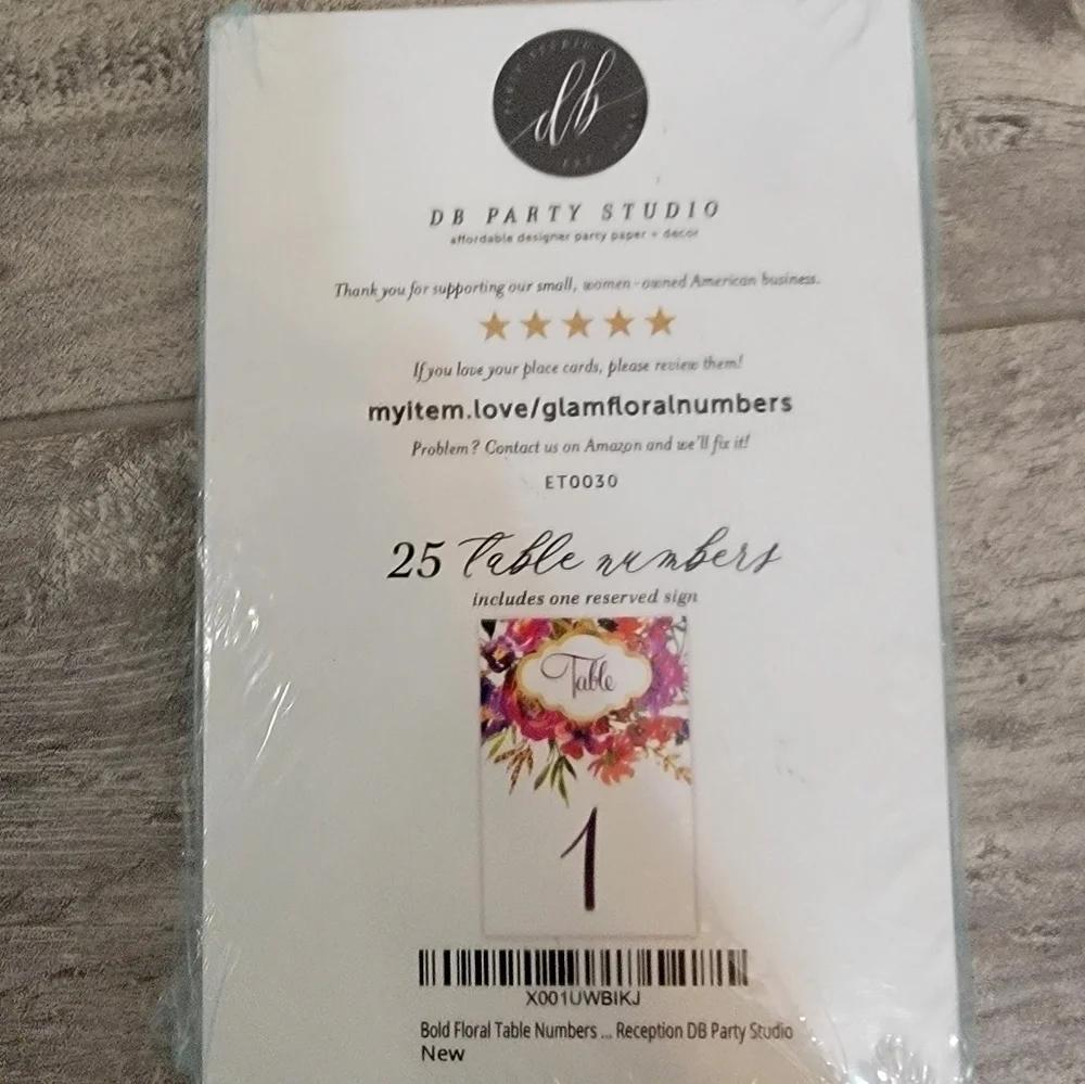 New 25 Table Numbers 4x6